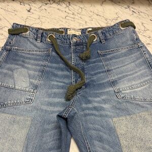 We The Free Women’s Light Blue Denim Jeans with Olive Drawcord- Moxie